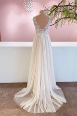 Sleeveless Long Wedding Dress Lace Appliques Tulle Bridal Gown-27dress