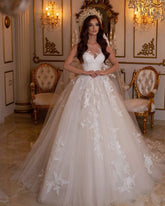 Sleeveless Princess Tulle Wedding Dress With Appliques-27dress