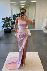 Sleeveless Strapless Long Mermaid Slit Evening Dress