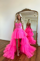 Sleeveless Sweetheart A-line High-Low Tulle Prom Dress-27dress