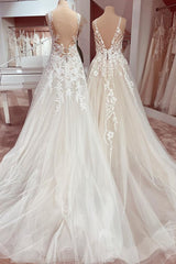 Sleeveless Wedding Dress Lace Appliques Tulle-27dress