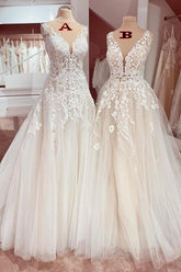 Sleeveless Wedding Dress Lace Appliques Tulle-27dress