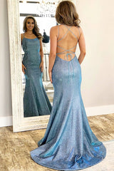Spaghetti Strap Backless Sleeveless Long Prom Dress Strings Mermaid