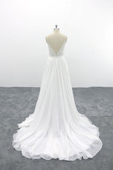 Spaghetti Strap Lace Chiffon A-line Wedding Dress On Sale-27dress