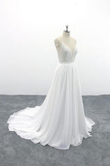 Spaghetti Strap Lace Chiffon A-line Wedding Dress On Sale-27dress