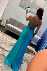 Spaghetti Strap Sleeveless Long Mermaid Prom Dress With Appliques