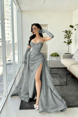 Spaghetti Strap Sleeveless Long Mermaid Prom Dress With Split Gloves