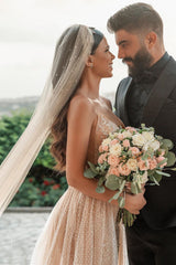 Spaghetti-Strap Sleeveless Mermaid Wedding Dress Tulle With Lace-27dress