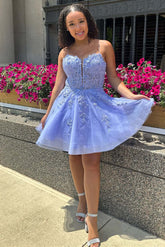 Spaghetti Straps A-Line Homecoming Dress with Appliques-27dress