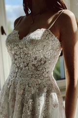 Spaghetti-Straps Appliques Wedding Dress A-Line Sweetheart-27dress