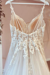 Spaghetti-Straps Bridal Dress Sleeveless Tulle Appliques-27dress