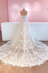 Spaghetti-Straps Lace Appliques Wedding Dress Sleeveless-27dress