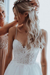 Spaghetti-Straps Lace Wedding Dress Tulle Sleeveless Backless-27dress