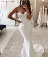 Spaghetti-Straps Mermaid Wedding Dress With Lace-27dress