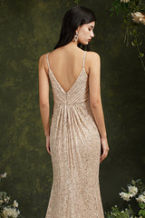Spaghetti-Straps Sequins Bridesmaid Dress Sleeveless-27dress