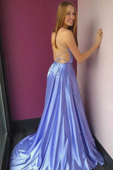 Spaghetti-Straps Split Long Prom Dress