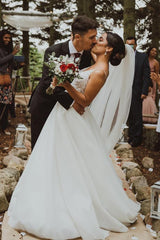 Spaghetti-Straps V-Neck Wedding Dress Lace Sleeveless A-Line-27dress