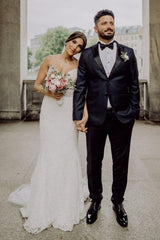 Spaghetti-Straps Wedding Dress Lace Mermaid Sleeveless-27dress