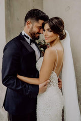 Spaghetti-Straps Wedding Dress Lace Mermaid Sleeveless-27dress