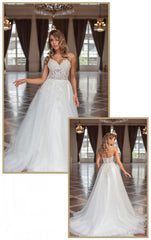 Spaghetti-Straps Wedding Dress Mermaid Lace Appliques Sleeveless-27dress