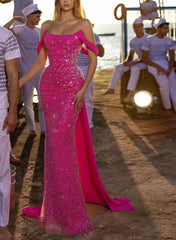 Sparkle in Style with Sequined Off-The-Shoulder Trumpet/Mermaid Prom Dresses-27dress