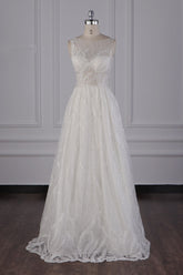 Sparkly Beadings A-Line Ruffle Wedding Dress Jewel Appliques Bridal Gowns On Sale-27dress