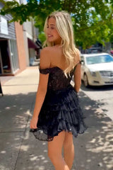 Sparkly Off the Shoulder Sheath Short Homecoming Dress-27dress