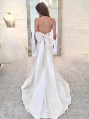 Straight Satin Sweep Train Trumpet/Mermaid Wedding Dresses With Bow