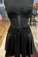 Strapless Fuchsia Keyhole Satin A-Line Homecoming Dress