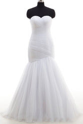 Strapless Ruffle Tulle Mermaid Wedding Dress On Sale-27dress