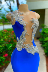 Strapless Sleeveless Backless Mermaid Long Prom Dress With Appliques