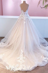 Straps Lace Wedding Dress Princess Tulle Bridal Gowns-27dress