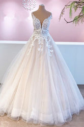 Straps Lace Wedding Dress Princess Tulle Bridal Gowns-27dress