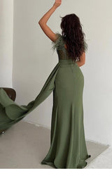 Straps Sweetheart Sleeveless Long Mermaid Prom Dress With Split