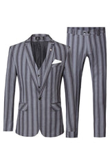 Striped Notched Lapel Three Pieces Prom Suits