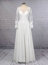 Stunning A-line Illusion Chiffon Floor-length Wedding Dress With Appliques Lace