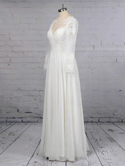 Stunning A-line Illusion Chiffon Floor-length Wedding Dress With Appliques Lace