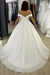Stunning Glitter Off-the-Shoulder Court Train Ball Gown Wedding Dress-27dress