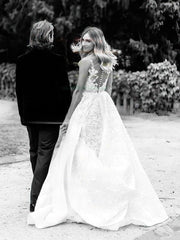 Stunning Illusion Lace Ball Gown Wedding Dress with Pockets