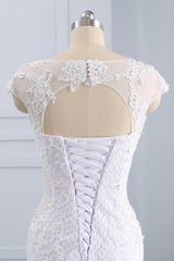 Stunning Jewel Tulle Lace Mermaid Wedding Dress Sleeveless Appliques Bridal Gowns On Sale-27dress