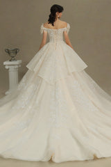 Stunning Off-the-Shoulder Lace Brida Gown With Sequins Appliques-27dress