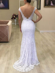 Stunning Trumpet/Mermaid Illusion Lace Sweep Train Wedding Dress With Sashes/Ribbons