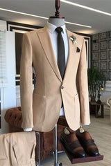 Stylish Champagne Peaked Lapel Prom Suits For Men