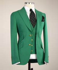 Stylish Green Peaked Lapel Slim Fit Prom Men Suits