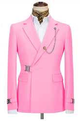Stylish Pink Slim Fit Notched Lapel Formal Prom Men Suits