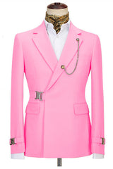 Stylish Pink Slim Fit Notched Lapel Formal Prom Men Suits