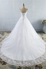 Stylish Strapless Sweetheart A-Line Wedding Dress Sleeveless Appliques Bridal Gowns Online-27dress