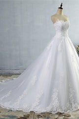 Stylish Strapless Sweetheart A-Line Wedding Dress Sleeveless Appliques Bridal Gowns Online-27dress