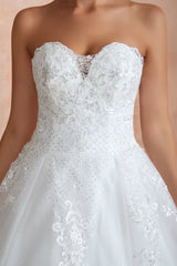 Stylish Strapless White Lace Affordable Wedding Dress Online with Low Back-27dress