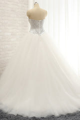 Stylish Sweatheart White Sequins Wedding Dresses A line Tulle Bridal Gowns On Sale-27dress